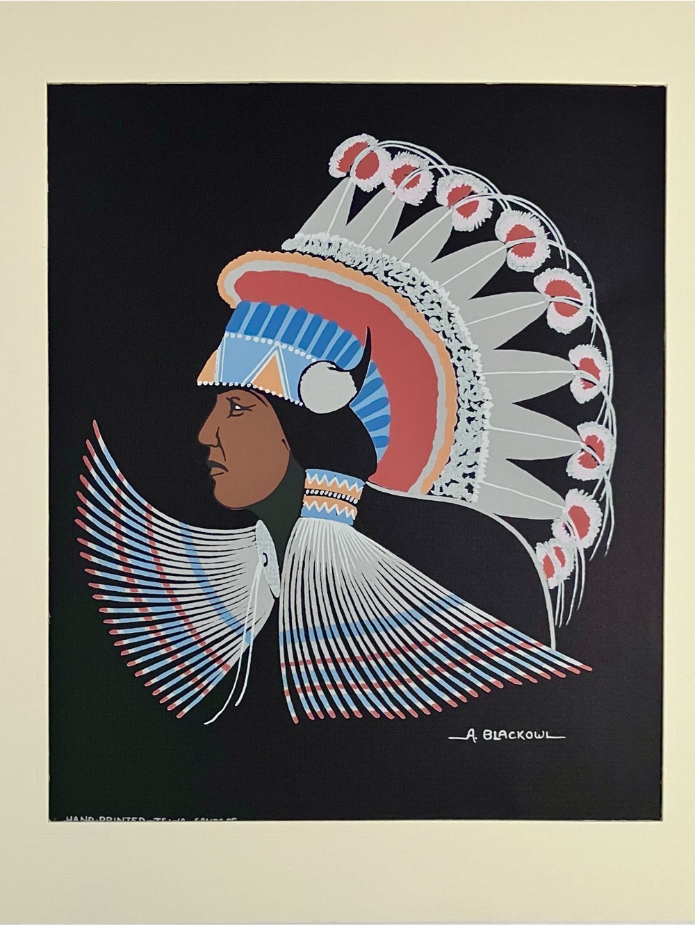 Listed ARCHIE BLACKOWL (1911-1992) Native American SILKSCREEN SERIGRAPH / 13x15